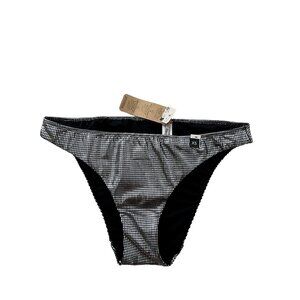Etam Metallic Swim Bikini Bottom Silver / Black ( XS )